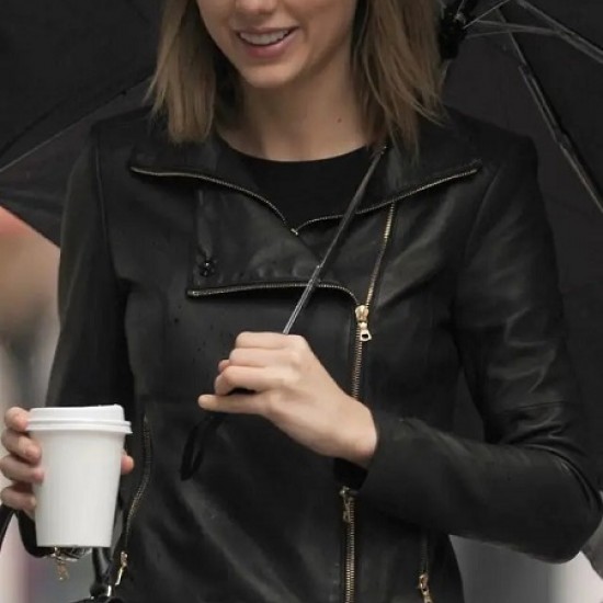 Taylor Swift Black Leather Biker Jacket