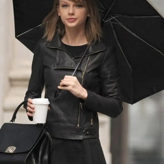 Taylor Swift Black Leather Biker Jacket