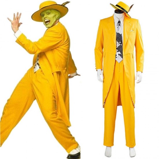 The Mask Cosplay Costume Yellow Suit and Halloween Outfit