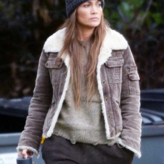 The Mother 2023 Jennifer Lopez Brown Shearling Jacket