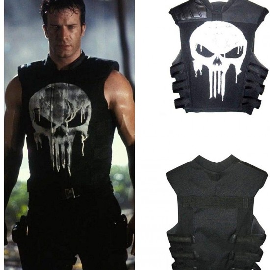 The Punisher Costume Leather Coat, Vest, Jacket