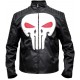 The Punisher Motorcycle Black Leather Jacket Jon Bernthal