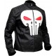 The Punisher Motorcycle Black Leather Jacket Jon Bernthal