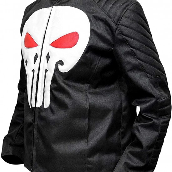 The Punisher Motorcycle Black Leather Jacket Jon Bernthal