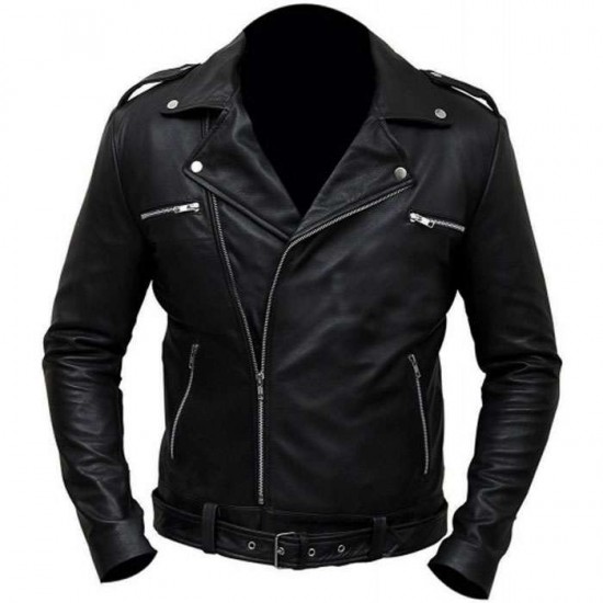 The Walking Dead Jeffrey Dean Morgan Negan Black Leather Motorcycle Jacket