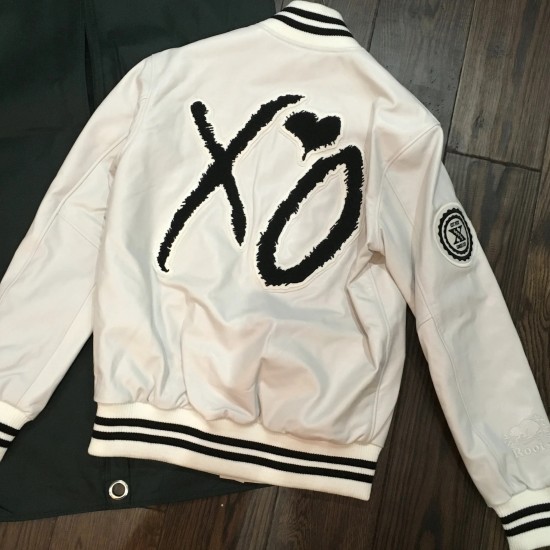 The Weeknd Roots XO White Lambskin Leather Varsity Tour Jacket