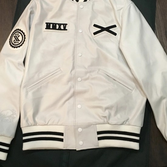 The Weeknd Roots XO White Lambskin Leather Varsity Tour Jacket