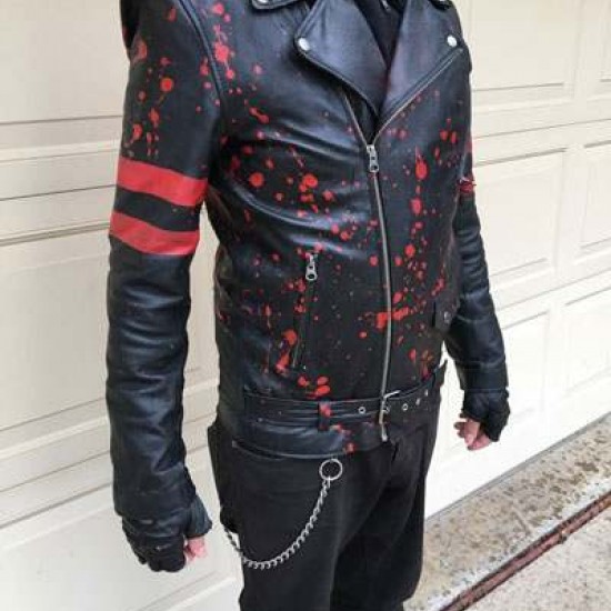 Jon Bernthal Motorcycle Bloody The Punisher Leather Jacket 