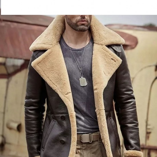 Tom Hardy B3 Aviator Sheepskin Shearling Leather Coat