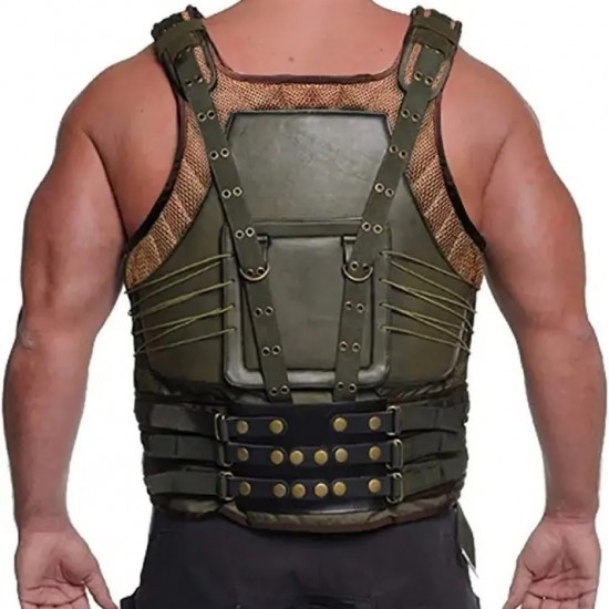 Mens Military Green Bane Leather Vest