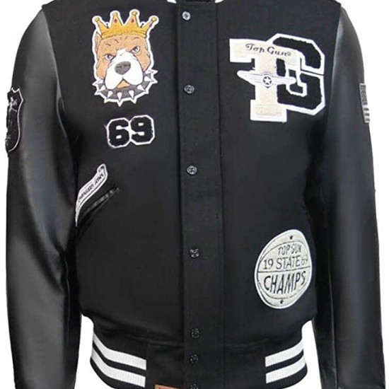 Top Gun King Wool PU Bomber Jacket Go-Big Show