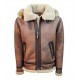 Top Gun Premium Wool Blend Shearling Leather Jacket Coat         