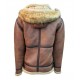 Top Gun Premium Wool Blend Shearling Leather Jacket Coat         