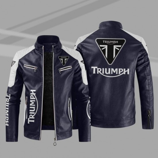 Triumph Blue and White Leather Jacket