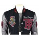 True Religion $499 Collegiate Logo Patch Varsity Leather Jacket