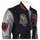 True Religion $499 Collegiate Logo Patch Varsity Leather Jacket