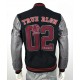 True Religion $499 Collegiate Logo Patch Varsity Leather Jacket