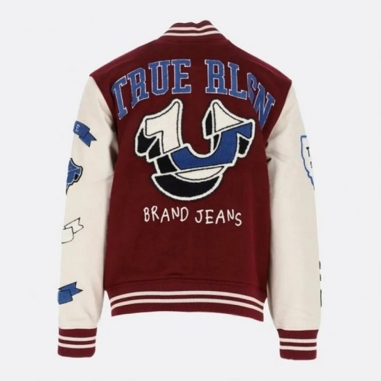 True Religion Maroon Varsity Jacket