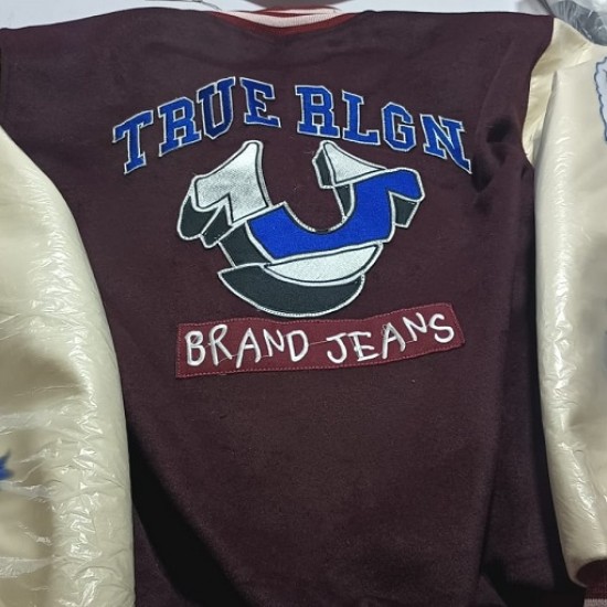 True Religion Maroon Varsity Jacket