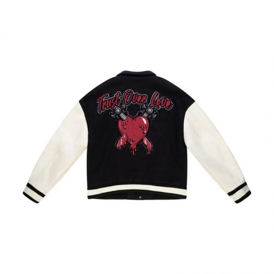 Trust Over Love Black Varsity Jacket