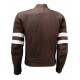 Unique Vintage Look Distressed Men Brown Leather Jacket          