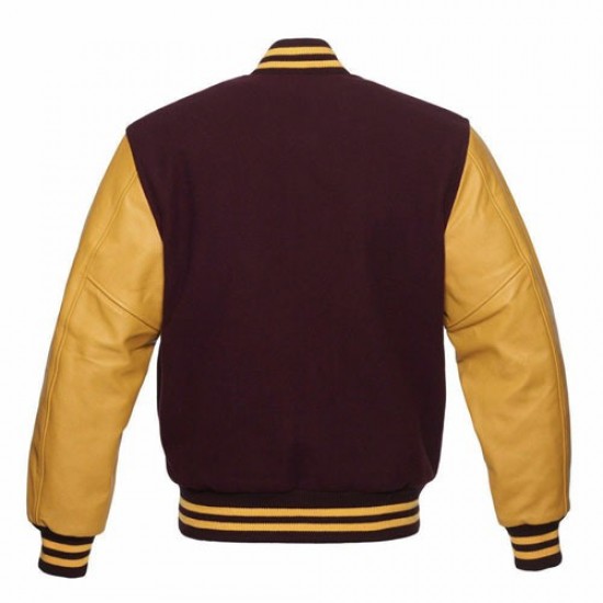 Mens Classic Letterman Baseball Wool & Genuine Leather Varsity Bomber Jacket