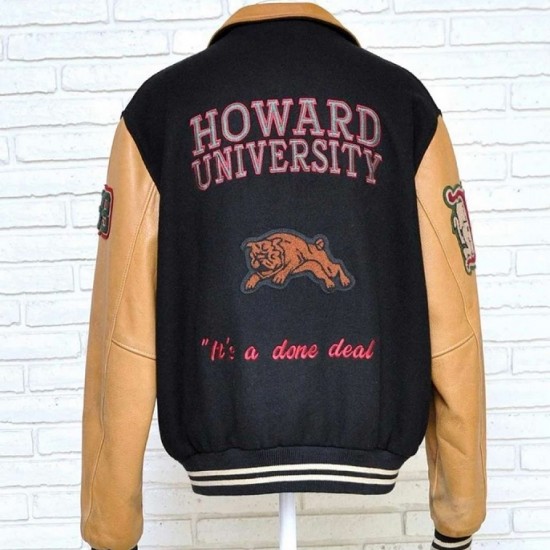 Vintage Howard University HBCU Black and Brown Letterman Jacket