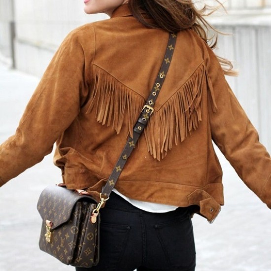 Western Brown Suede Leather Wear Fringe Vintage Coat Jacket