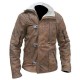 William BJ Wolf Fur Shearling Brown Leather Jacket  