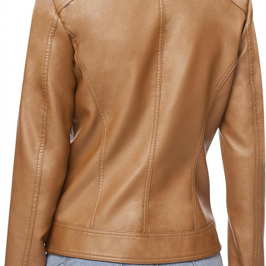 Women Motorcycle Faux PU Moto Biker Jacket