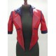 Women Red Cropped Arcane VI Leather Jacket