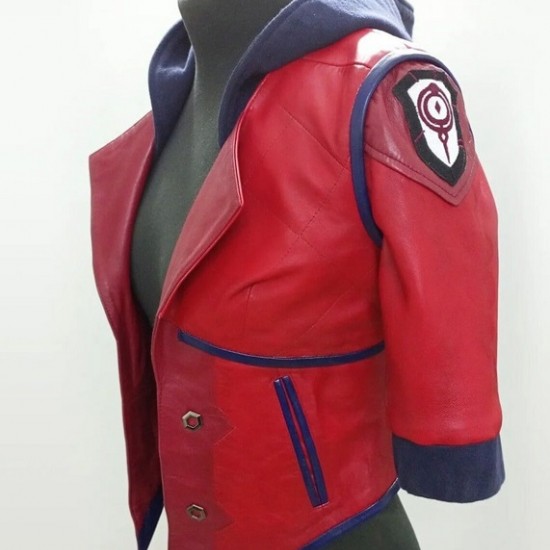 Women Red Cropped Arcane VI Leather Jacket