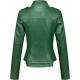 Women's Candy Color Asymmetric Zip Slim Faux Leather Cropped Moto Jacket