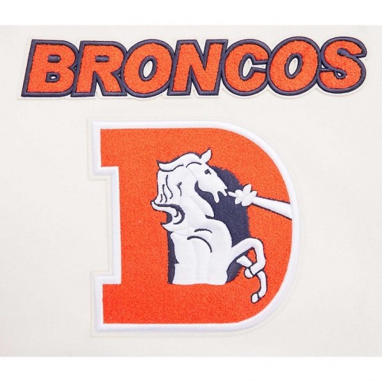 Women's Denver Broncos Pro Standard Cream Retro Classic Varsity Jacket