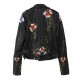 Women's Floral Embroidery Motorcycle Leather Jacket