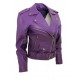 Women's Harley Quinn Stylish Brando Purple Leather Biker Jacket