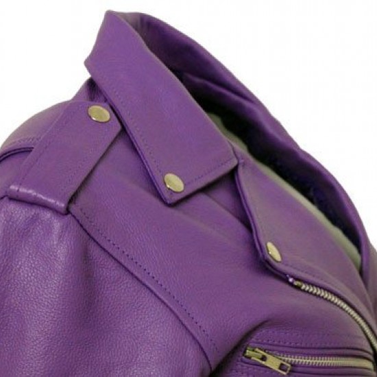 Women's Harley Quinn Stylish Brando Purple Leather Biker Jacket