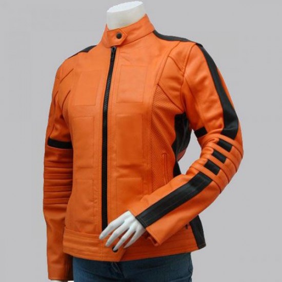 Womens Orange Leather Jacket