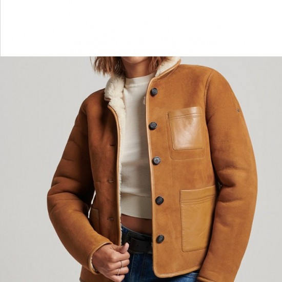 Womens Aviator Flying Shearling Jacket