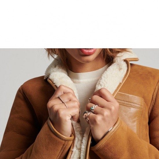 Womens Aviator Flying Shearling Jacket