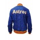 Womens Houston ASTROS SEQUIN Jacket Bomber Sparky Glitter Moon light Blue Jacket