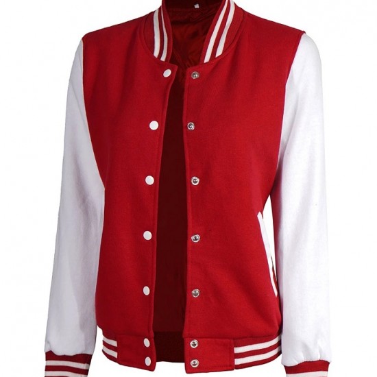 Womens Red and White Varsity Jacket