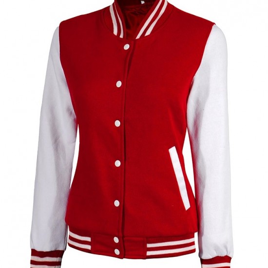 Womens Red and White Varsity Jacket