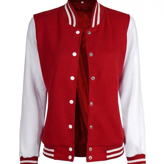 Womens Red and White Varsity Jacket