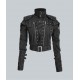 Womens Studded Military Cropped Jacket