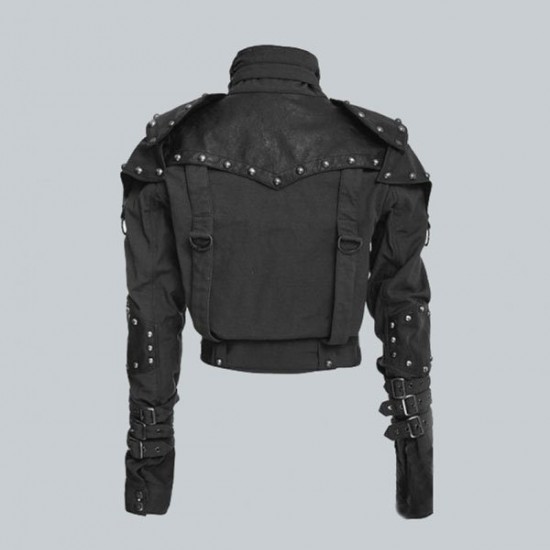 Womens Studded Military Cropped Jacket