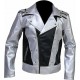 X-Men Quicksilver Peter Maximoff Silver Black Leather Jacket Lapel Style Collar Zippers Cuff