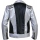 X-Men Quicksilver Peter Maximoff Silver Black Leather Jacket Lapel Style Collar Zippers Cuff