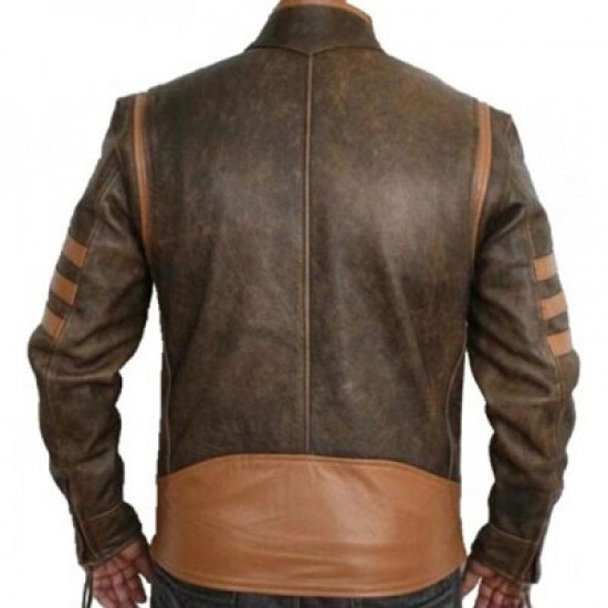 X-Men Wolverine Origins Logan Brown Biker Leather Jacket