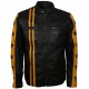 Yellow Star Stripes Leather Jacket